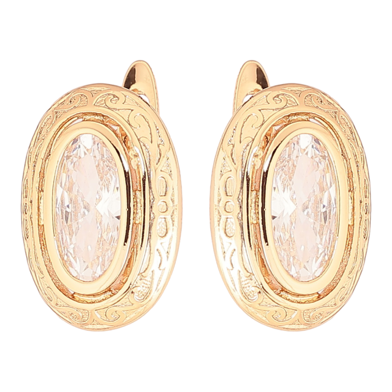Серьги Xuping Позолота 18K английский замок Овалы с фианитами фото №2 Серьги Xuping Позолота 18K английский замок Овалы с фианитами фото №2
