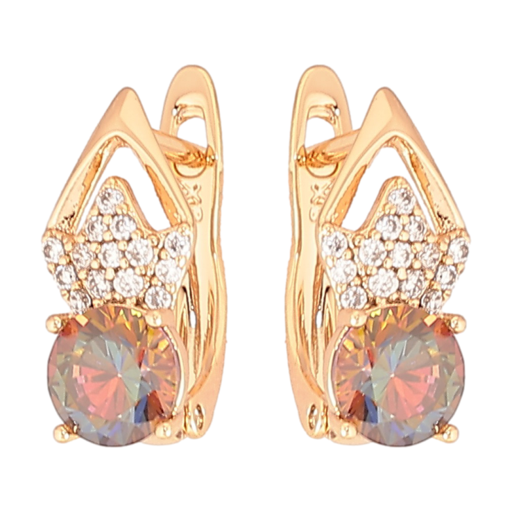 Серьги Xuping Позолота 18K английский замок Ромбовый узор с цирконием и хамелеоновыми фианитами фото №19 Серьги Xuping Позолота 18K английский замок Ромбовый узор с цирконием и хамелеоновыми фианитами фото №19