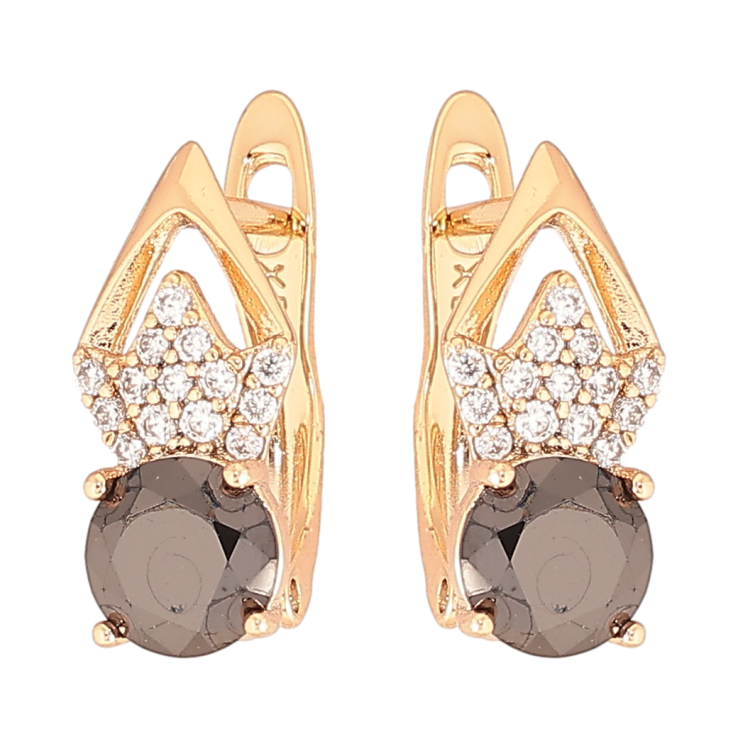 Серьги Xuping Позолота 18K английский замок Ромбовый узор с цирконием и черными фианитами фото №8 Серьги Xuping Позолота 18K английский замок Ромбовый узор с цирконием и черными фианитами фото №8
