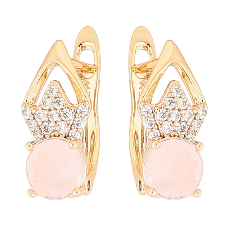 Серьги Xuping Позолота 18K английский замок Ромбовый узор с цирконием и розовыми фианитами фото №14 Серьги Xuping Позолота 18K английский замок Ромбовый узор с цирконием и розовыми фианитами фото №14