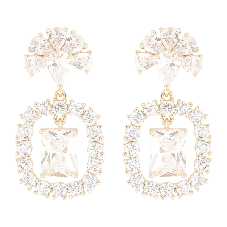 Сережки Xuping Позолота 14K пусети «Кришталеві підвіски» фото №8 Сережки Xuping Позолота 14K пусети «Кришталеві підвіски» фото №8