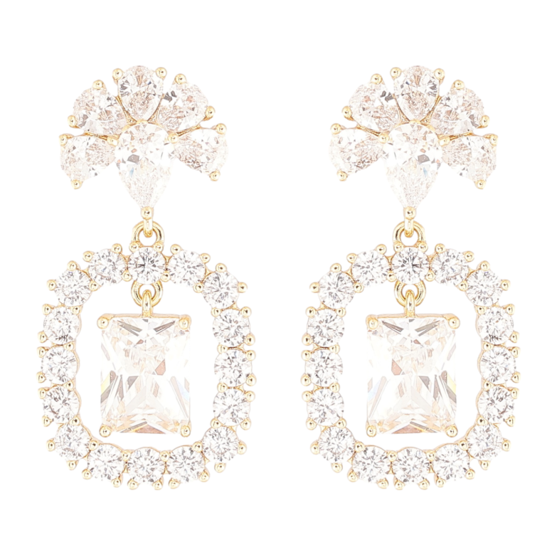 Сережки Xuping Позолота 14K пусети «Кришталеві підвіски» фото №8