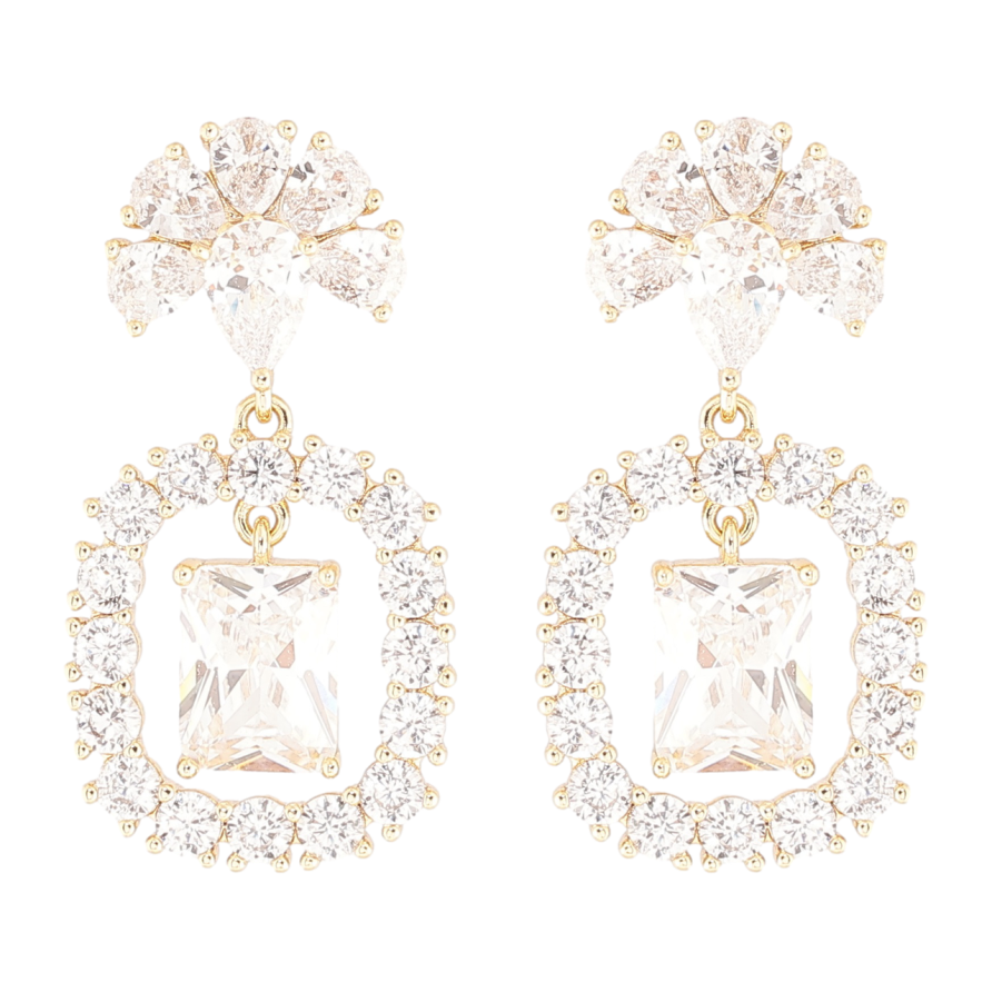 Серьги Xuping Позолота 14K пусеты Кристальные подвески фото №1 Серьги Xuping Позолота 14K пусеты Кристальные подвески фото №1