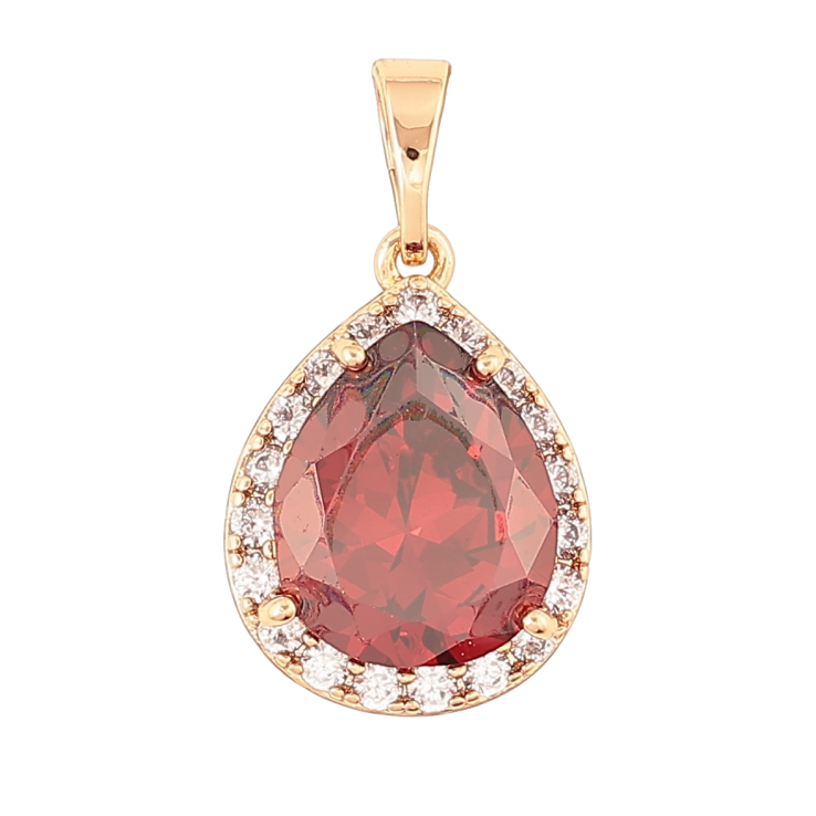 Кулон Xuping Позолота 18K Каплевидный красный фианит в обрамлении циркония для цепочки до 5мм фото №13 Кулон Xuping Позолота 18K Каплевидный красный фианит в обрамлении циркония для цепочки до 5мм фото №13