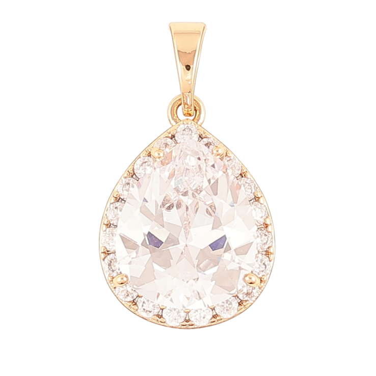 Кулон Xuping Позолота 18K Каплевидный фианит в обрамлении циркония для цепочки до 5мм фото №11 Кулон Xuping Позолота 18K Каплевидный фианит в обрамлении циркония для цепочки до 5мм фото №11