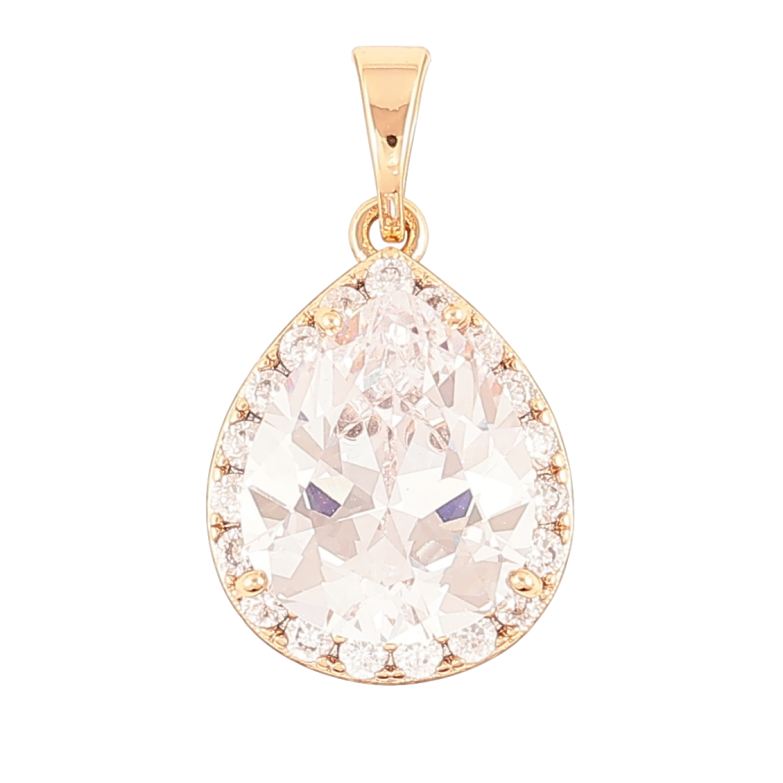 Кулон Xuping Позолота 18K «Краплеподібний фіаніт в обрамленні цирконію» для ланцюжка до 5мм фото №2 Кулон Xuping Позолота 18K «Краплеподібний фіаніт в обрамленні цирконію» для ланцюжка до 5мм фото №2