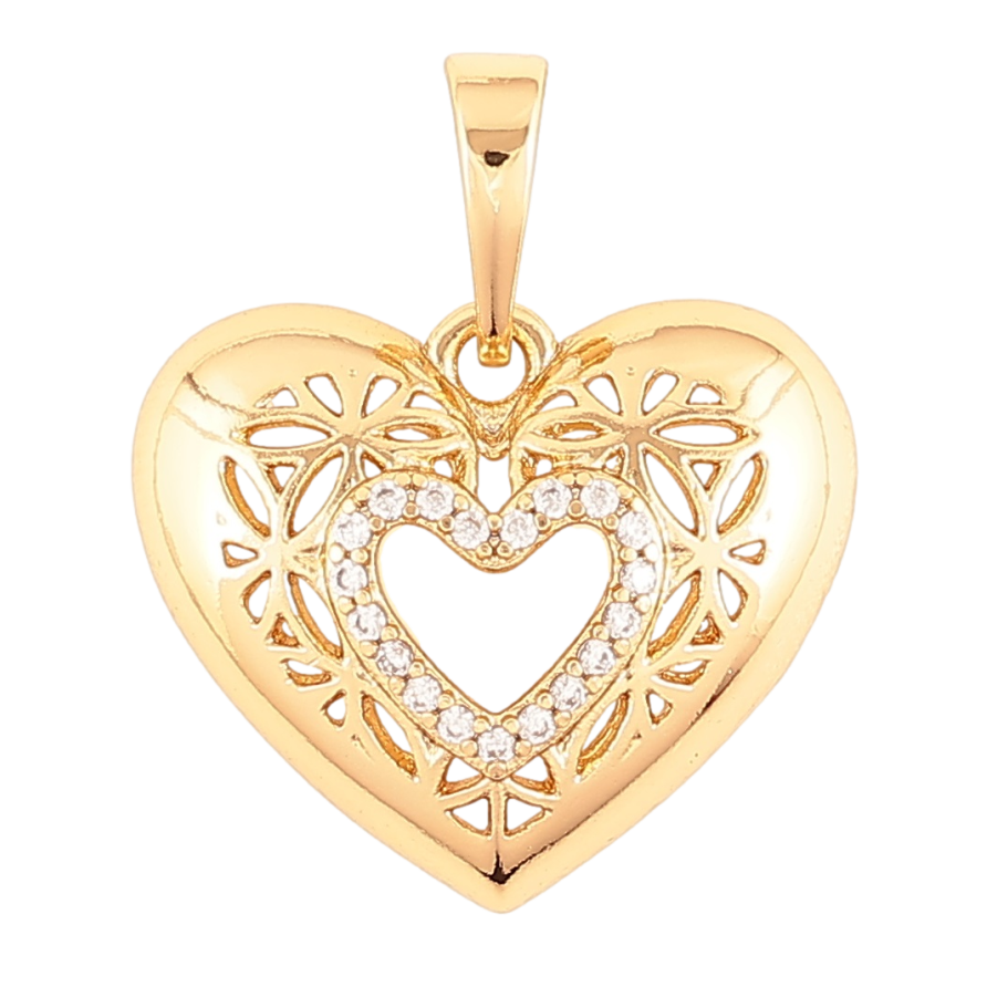 Кулон Xuping Позолота 18K «Різьблене сердечко з цирконієм» для ланцюжка до 6мм фото №1 Кулон Xuping Позолота 18K «Різьблене сердечко з цирконієм» для ланцюжка до 6мм фото №1