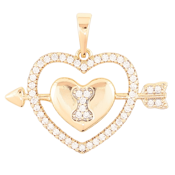 Кулон Xuping Позолота 18K «Сердечко з цирконієм пронизане стрілою» для ланцюжка до 6мм фото №2 Кулон Xuping Позолота 18K «Сердечко з цирконієм пронизане стрілою» для ланцюжка до 6мм фото №2