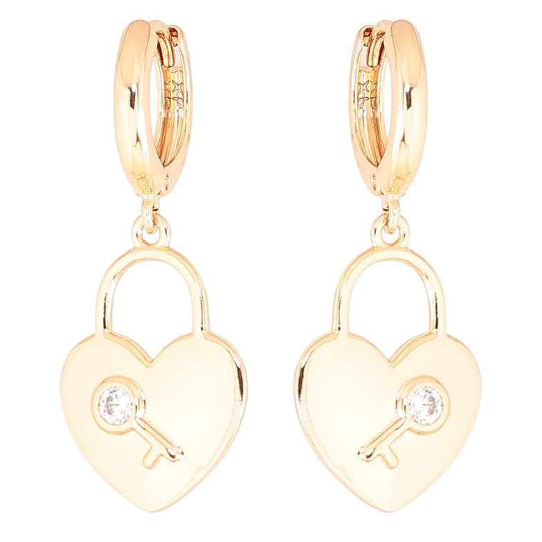 Сережки Xuping Позолота 18K підвіски на колечках «Замочки-сердечка з ключиками» фото №15 Сережки Xuping Позолота 18K підвіски на колечках «Замочки-сердечка з ключиками» фото №15