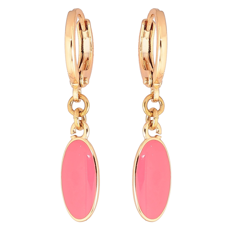 Серьги Xuping Позолота 18K подвески на колечках Овалы с розовой эмалью фото №13