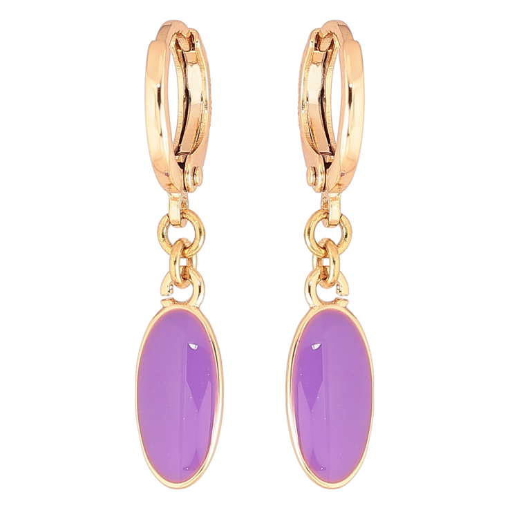 Серьги Xuping Позолота 18K подвески на колечках Овалы с сиреневой эмалью фото №11