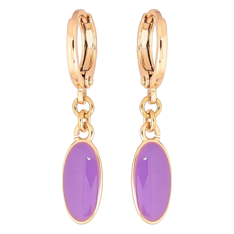 Сережки Xuping Позолота 18K підвіски на колечках «Овали з бузковою емаллю» фото №11