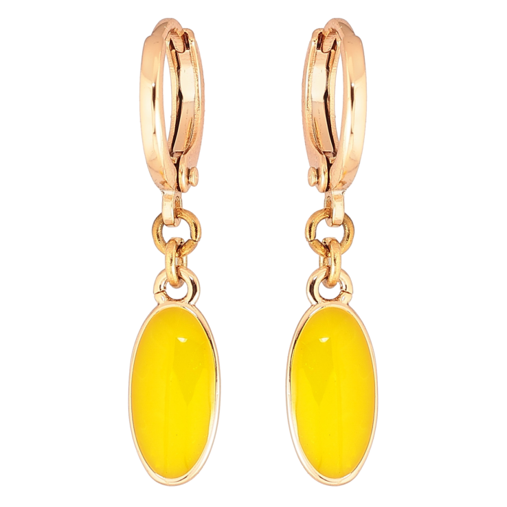 Серьги Xuping Позолота 18K подвески на колечках Овалы с желтой эмалью фото №2