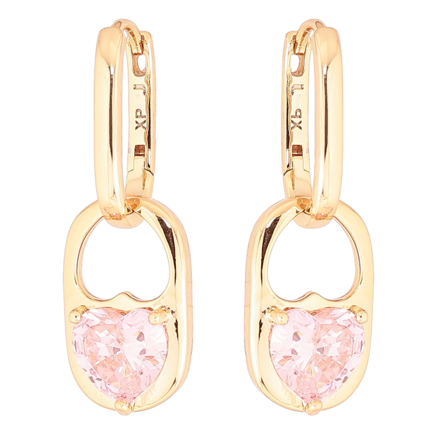 Серьги Xuping Позолота 18K подвески на колечках Розовые кристальные сердечки 2 в 1 фото №1 Серьги Xuping Позолота 18K подвески на колечках Розовые кристальные сердечки 2 в 1 фото №1