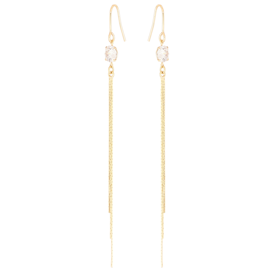 Серьги Xuping Позолота 18K французский замок Подвески с фианитами и цепочками фото №1 Серьги Xuping Позолота 18K французский замок Подвески с фианитами и цепочками фото №1