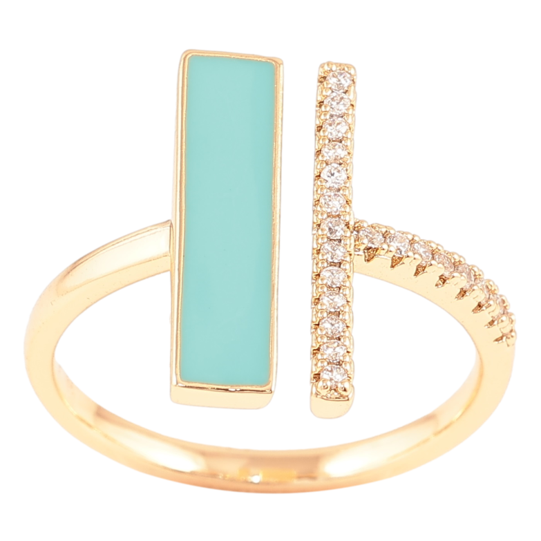 Каблучка Xuping Позолота 18K «Візерунок з бірюзовою емаллю і доріжкою цирконію» фото №15