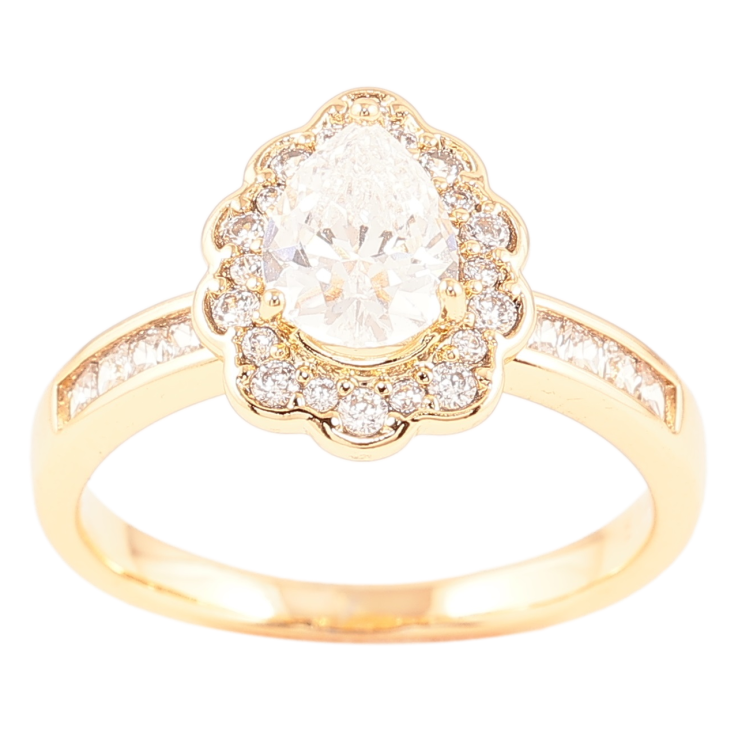 Каблучка Xuping Позолота 18K «Кришталева крапелька в обрамленні цирконію» фото №15 Каблучка Xuping Позолота 18K «Кришталева крапелька в обрамленні цирконію» фото №15