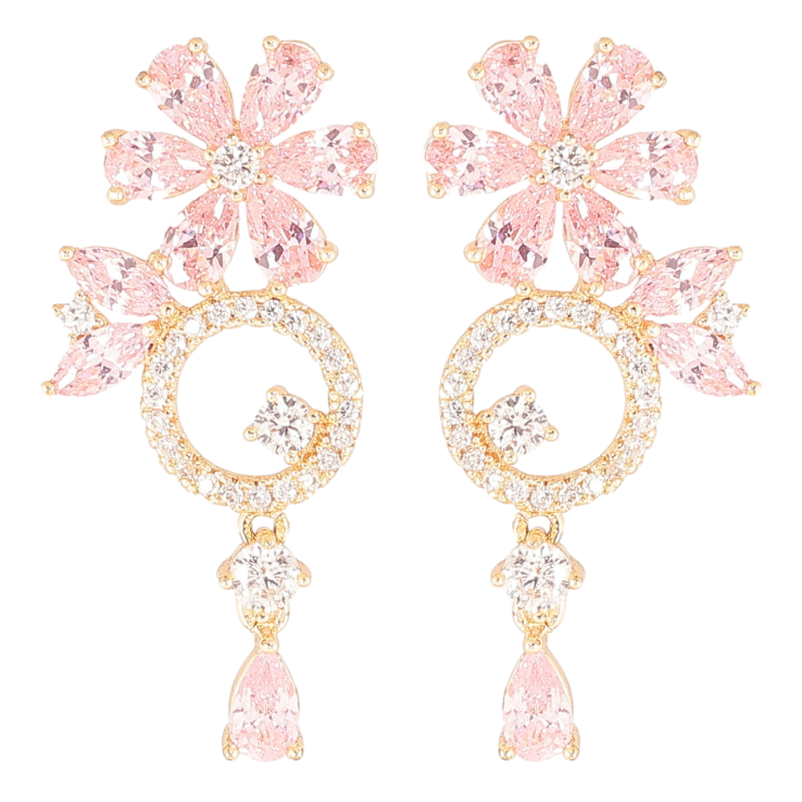 Сережки Xuping M&L Колір 18K пусети «Квіткові підвіски з інкрустацією цирконієм та рожевими фіанітами» фото №16