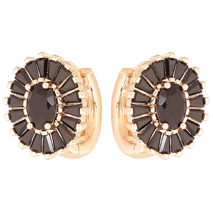 Сережки Xuping M&L Колір 18K колечка «Овали з інкрустацією чорними фіанітами» фото №2