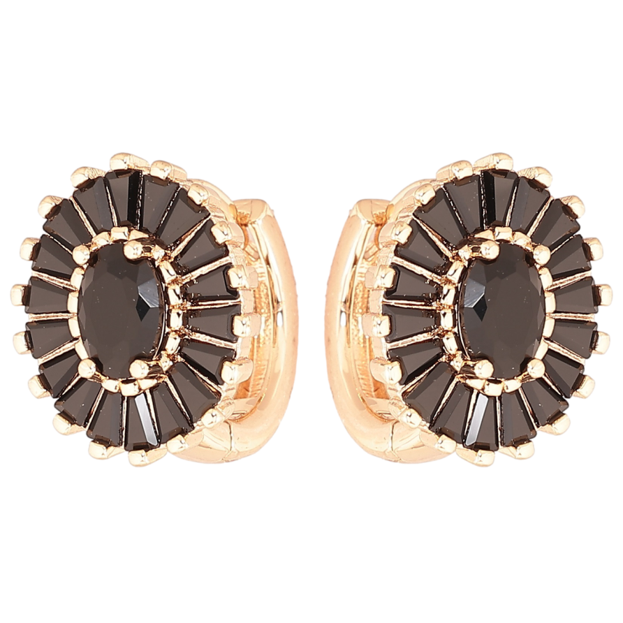 Сережки Xuping M&L Колір 18K колечка «Овали з інкрустацією чорними фіанітами» фото №1 Сережки Xuping M&L Колір 18K колечка «Овали з інкрустацією чорними фіанітами» фото №1