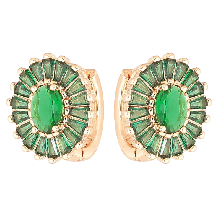 Сережки Xuping M&L Колір 18K колечка «Овали з інкрустацією зеленими фіанітами» фото №3