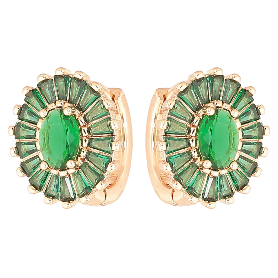Серьги Xuping M&L Цвет 18K колечки Овалы с инкрустацией зелеными фианитами фото №1 Серьги Xuping M&L Цвет 18K колечки Овалы с инкрустацией зелеными фианитами фото №1