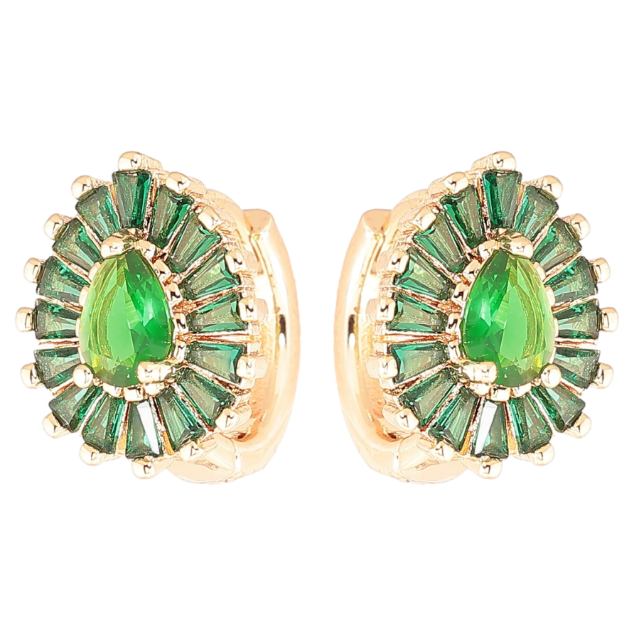 Сережки Xuping M&L Колір 18K колечка «Крапельки з інкрустацією зеленими фіанітами» фото №1 Сережки Xuping M&L Колір 18K колечка «Крапельки з інкрустацією зеленими фіанітами» фото №1
