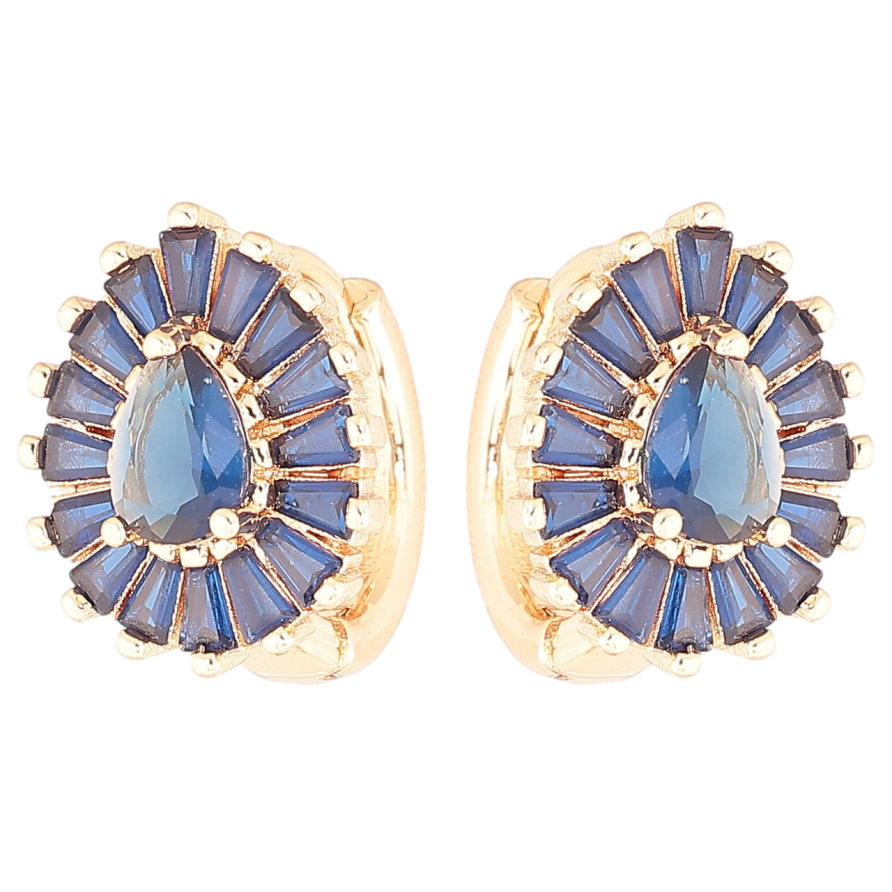 Серьги Xuping M&L Цвет 18K колечки Капельки с инкрустацией синими фианитами фото №1 Серьги Xuping M&L Цвет 18K колечки Капельки с инкрустацией синими фианитами фото №1