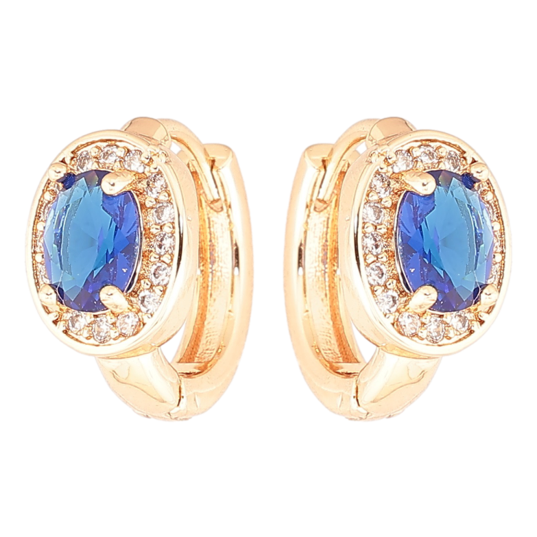 Сережки Xuping M&L Колір 18K колечка «Сині фіаніти в обрамленні цирконію» фото №6 Сережки Xuping M&L Колір 18K колечка «Сині фіаніти в обрамленні цирконію» фото №6