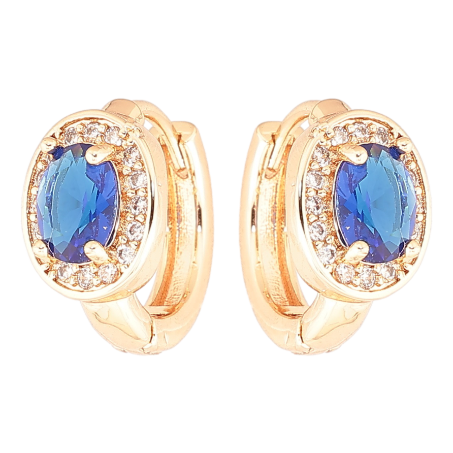 Сережки Xuping M&L Колір 18K колечка «Сині фіаніти в обрамленні цирконію» фото №1 Сережки Xuping M&L Колір 18K колечка «Сині фіаніти в обрамленні цирконію» фото №1