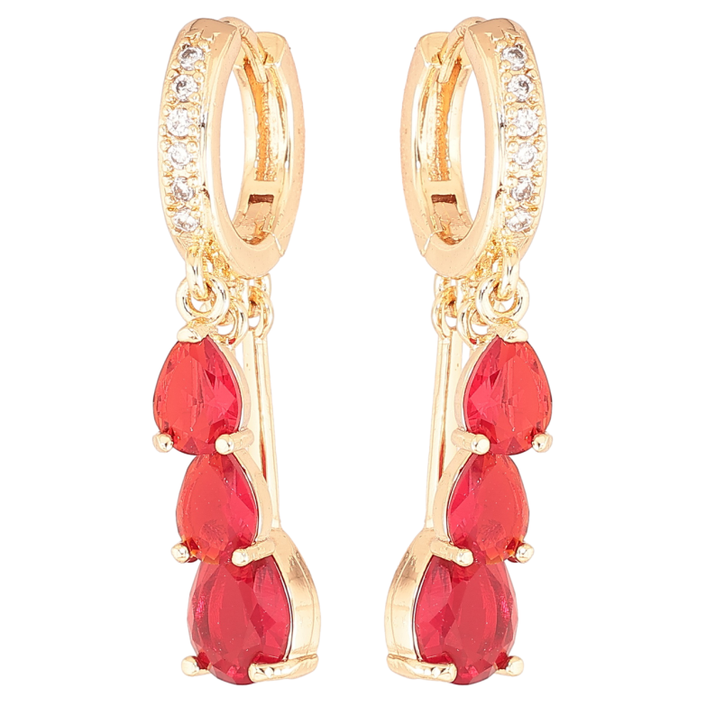 Сережки Xuping M&L Колір 18K підвіски на колечках «Витончені підвіски з червоними фіанітами» фото №3