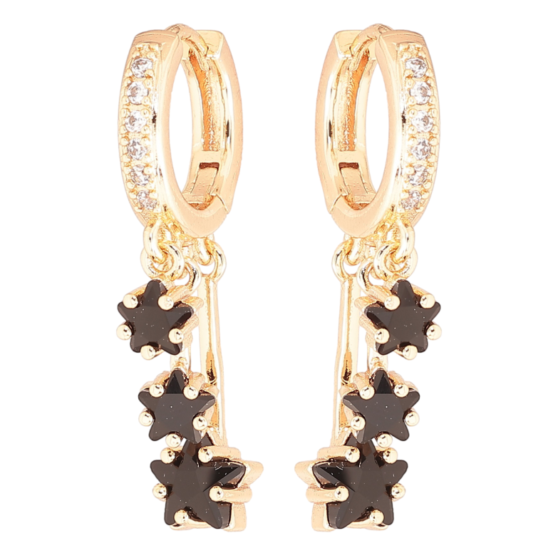 Сережки Xuping M&L Колір 18K підвіски на колечках «Чорні кришталеві зірки» фото №15 Сережки Xuping M&L Колір 18K підвіски на колечках «Чорні кришталеві зірки» фото №15