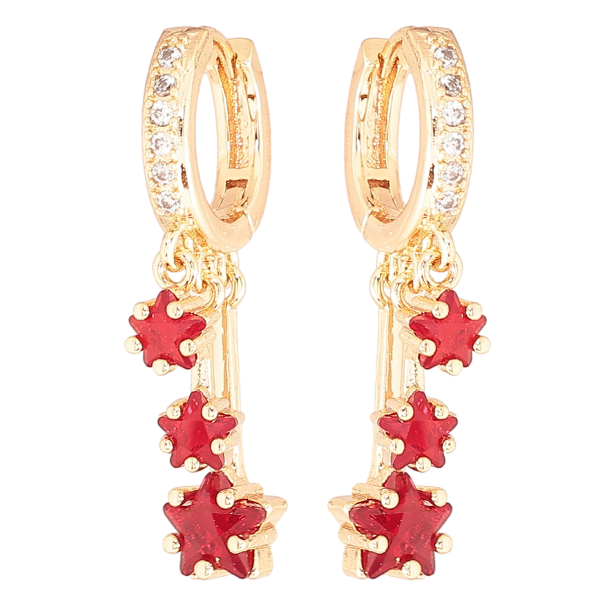 Серьги Xuping M&L Цвет 18K подвески на колечках Красные кристальные звезды фото №1 Серьги Xuping M&L Цвет 18K подвески на колечках Красные кристальные звезды фото №1