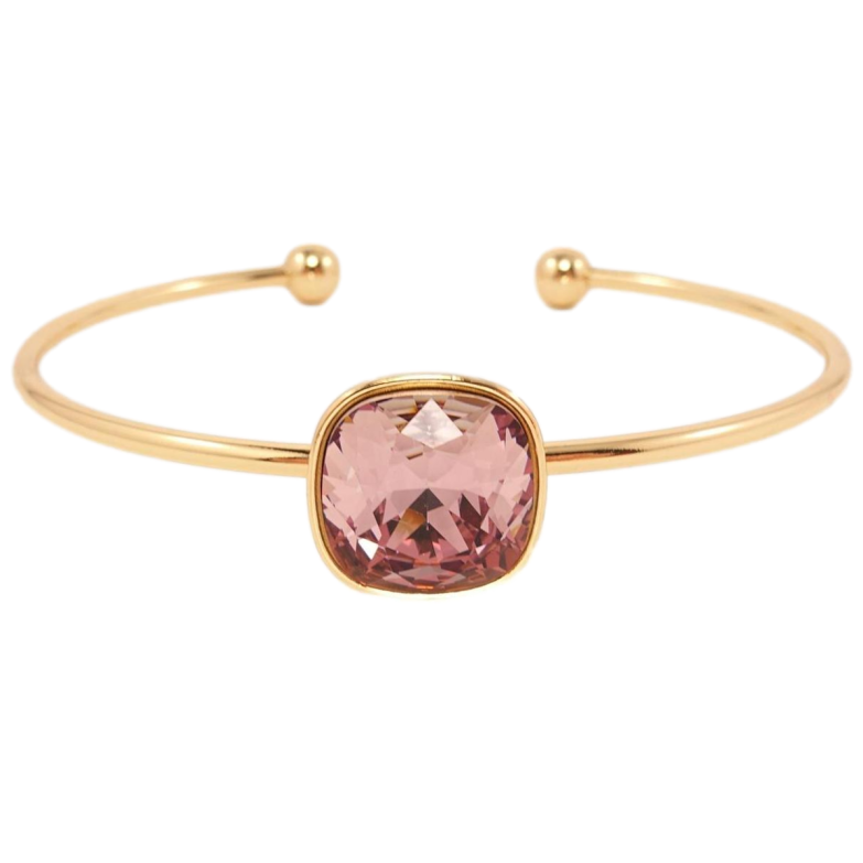 Браслет Xuping колір 18K із кристалами Swarovski Кристал квадратна подушечка Antique Pink ø 6,5 см фото №5