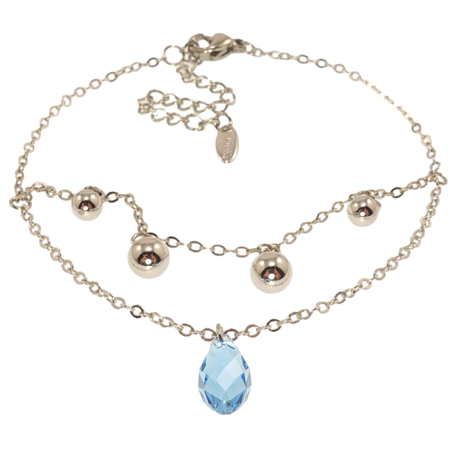 Браслет Xuping цвет Родий с кр-ми Swarovski Якорное плетение с подвесками, Aquamarine длина с доп.цеп. фото №1 Браслет Xuping цвет Родий с кр-ми Swarovski Якорное плетение с подвесками, Aquamarine длина с доп.цеп. фото №1