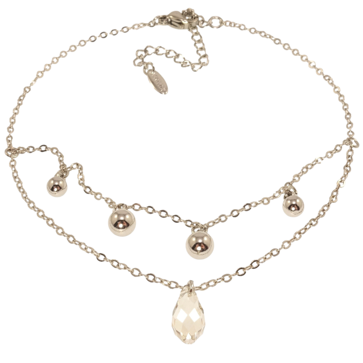 Браслет Xuping цвет Родий с кр-ми Swarovski Якорное плетение с подвесками длина с доп.цеп. 17-22см х 1мм фото №24