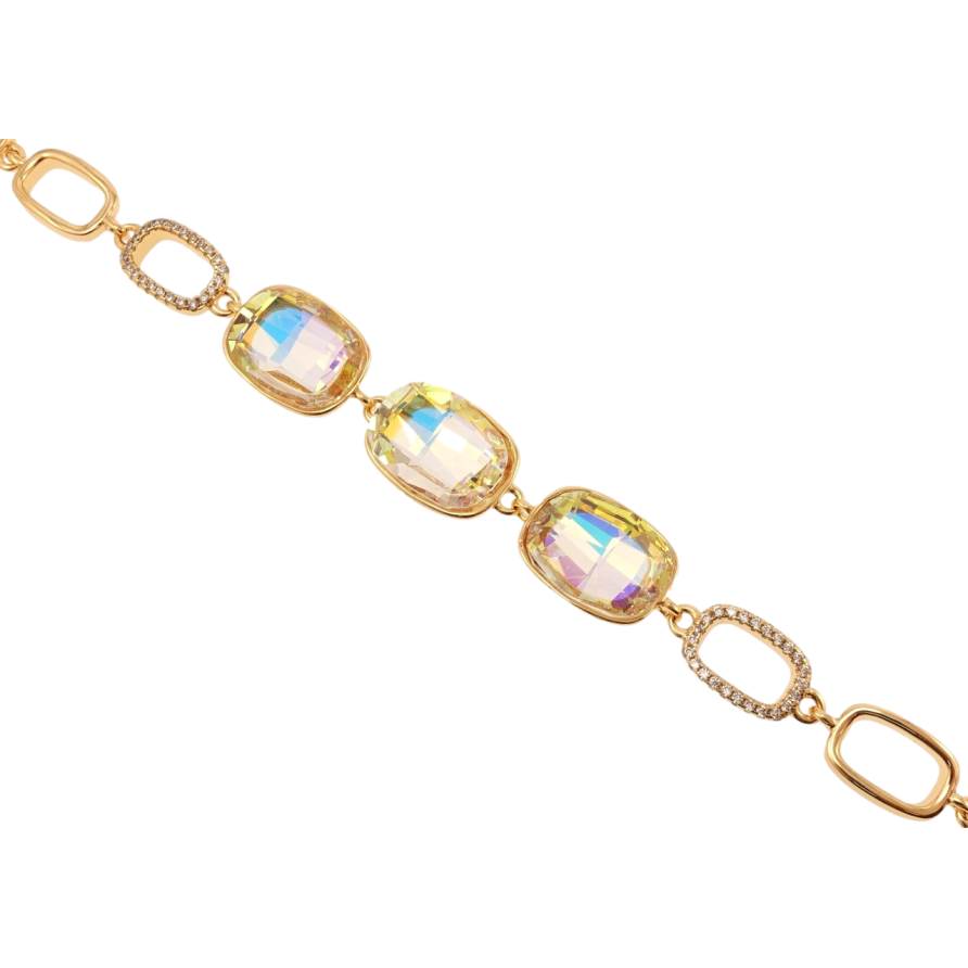 Браслет Xuping колір 18K з кр-ми Swarovski Три кристали Vitrail Light довжина 16,5см х 8-12мм фото №1