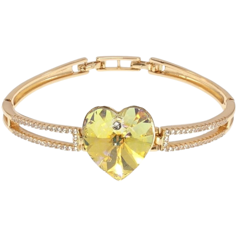 Браслет Xuping колір 18K з кр-ми Swarovski Серце Citrine Shimmer дл.з доп.замком 16.5,18см х 4-6мм фото №4 Браслет Xuping колір 18K з кр-ми Swarovski Серце Citrine Shimmer дл.з доп.замком 16.5,18см х 4-6мм фото №4