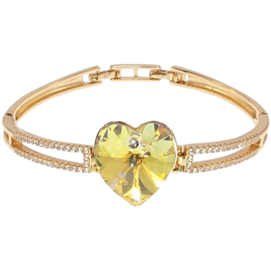 Браслет Xuping колір 18K з кр-ми Swarovski Серце Citrine Shimmer дл.з доп.замком 16.5,18см х 4-6мм фото №1