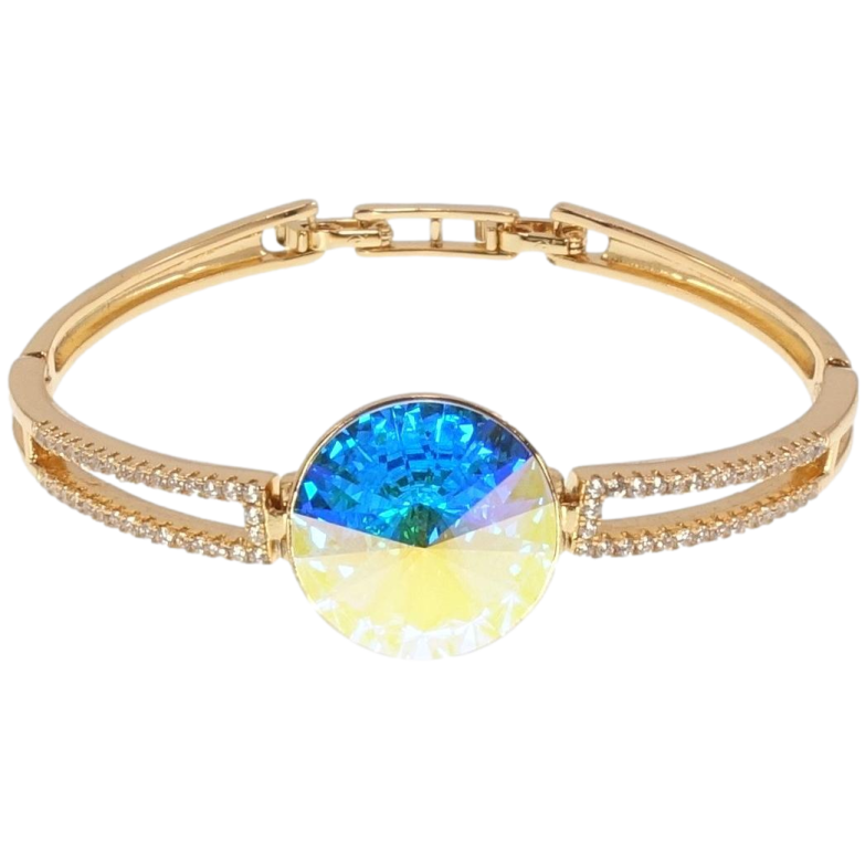 Браслет Xuping колір 18K з кр-ми Swarovski Кристал АВ ø 18мм дл.з доп.замком 16.5,18см х 4-6мм фото №1
