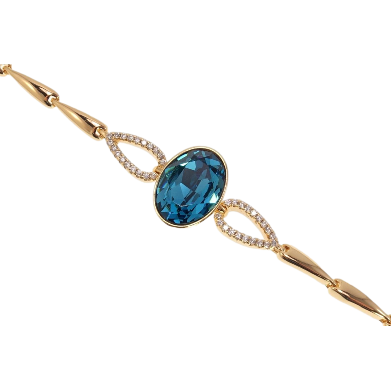 Браслет Xuping колір 18K з кр-ми Swarovski Кристал Blue Zircon дл.з доп.замком 16.5,19см х 5-8мм фото №2 Браслет Xuping колір 18K з кр-ми Swarovski Кристал Blue Zircon дл.з доп.замком 16.5,19см х 5-8мм фото №2