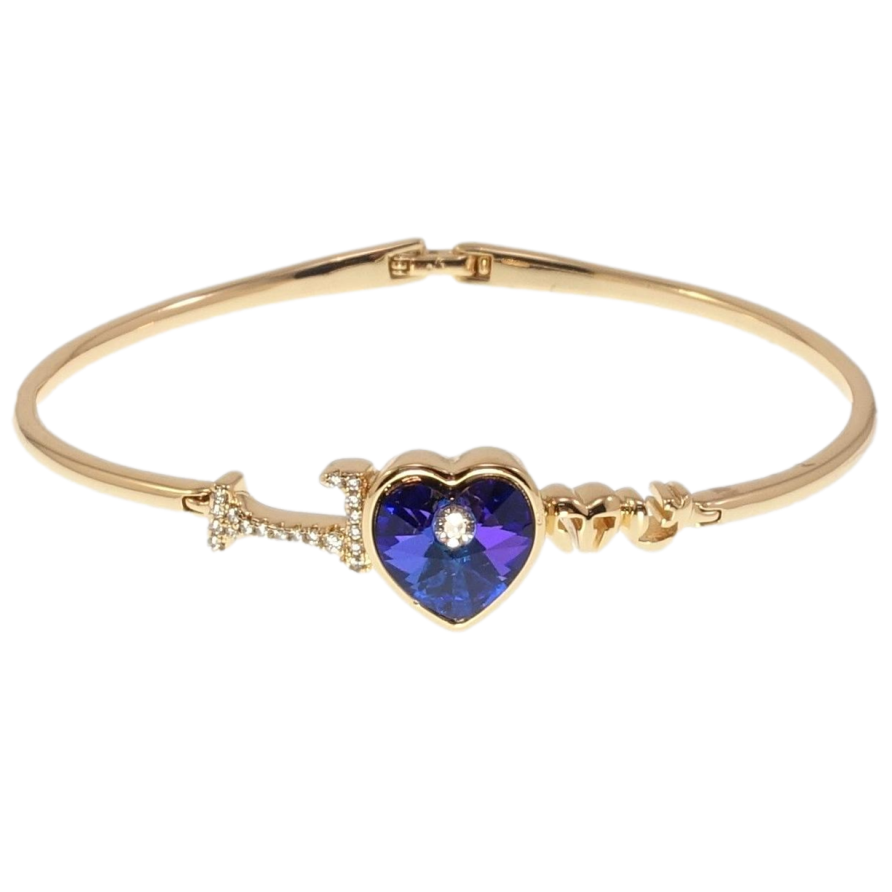 Браслет Xuping цвет 18K с кр-ми Swarovski Love с кристальным сердцем Majestic Blue ø 6,5см фото №1