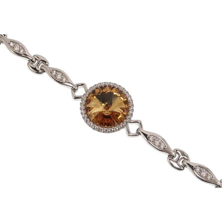 Браслет Xuping цвет Родий с кр-ми Swarovski Кристалл Smoked Topaz ø 18мм длина с доп.замком 17.5,20см х фото №13