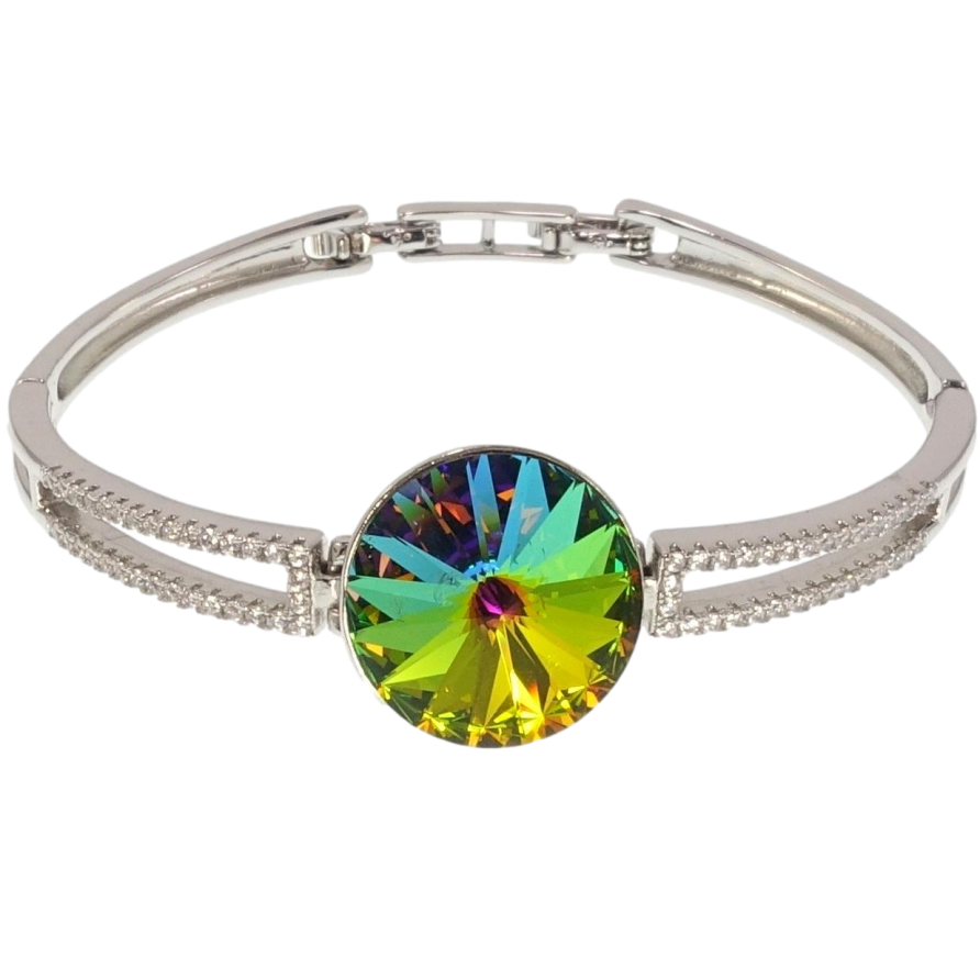 Браслет Xuping колір Родій з кр-ми Swarovski Кристал Vitrail Medium ø 18мм довжина з доп.замком 16.5,18см х 4-6мм фото №1