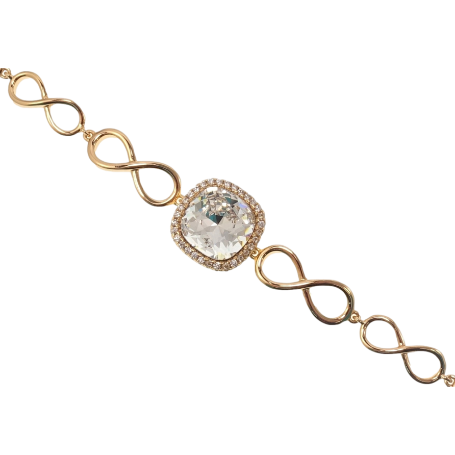 Браслет Xuping колір 18K з кр-ми Swarovski Кристал Clear довжина з доп.замком 17,19см х 6-8мм фото №1