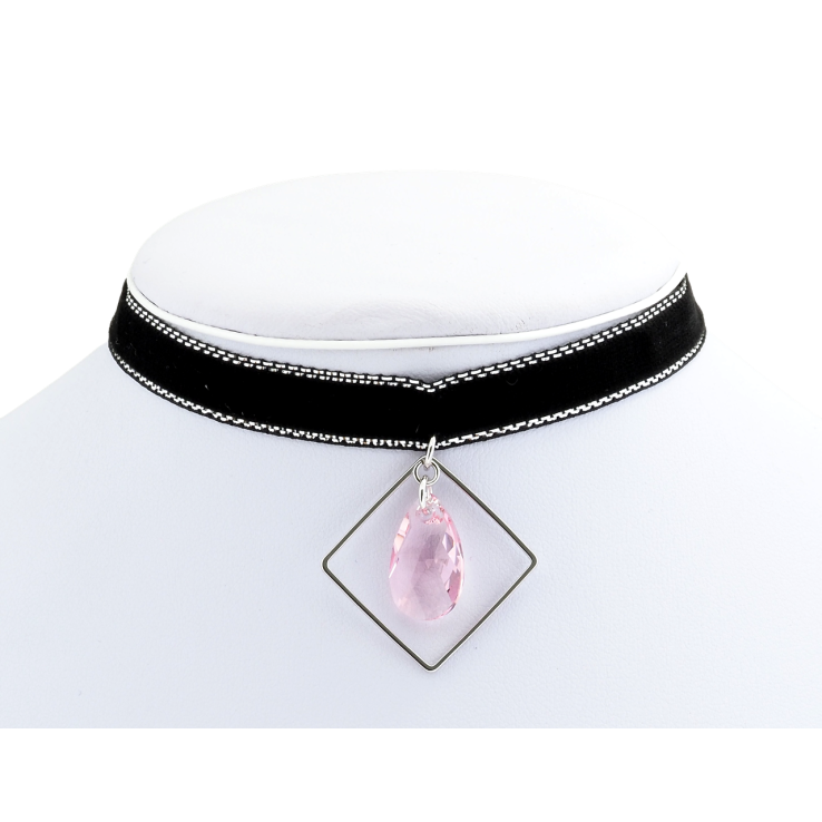 Кулон Xuping цвет Родий с кр-ми Swarovski на чокере Кристалл Light Rose в ромбе дл. 30-38см х 9мм фото №10 Кулон Xuping цвет Родий с кр-ми Swarovski на чокере Кристалл Light Rose в ромбе дл. 30-38см х 9мм фото №10