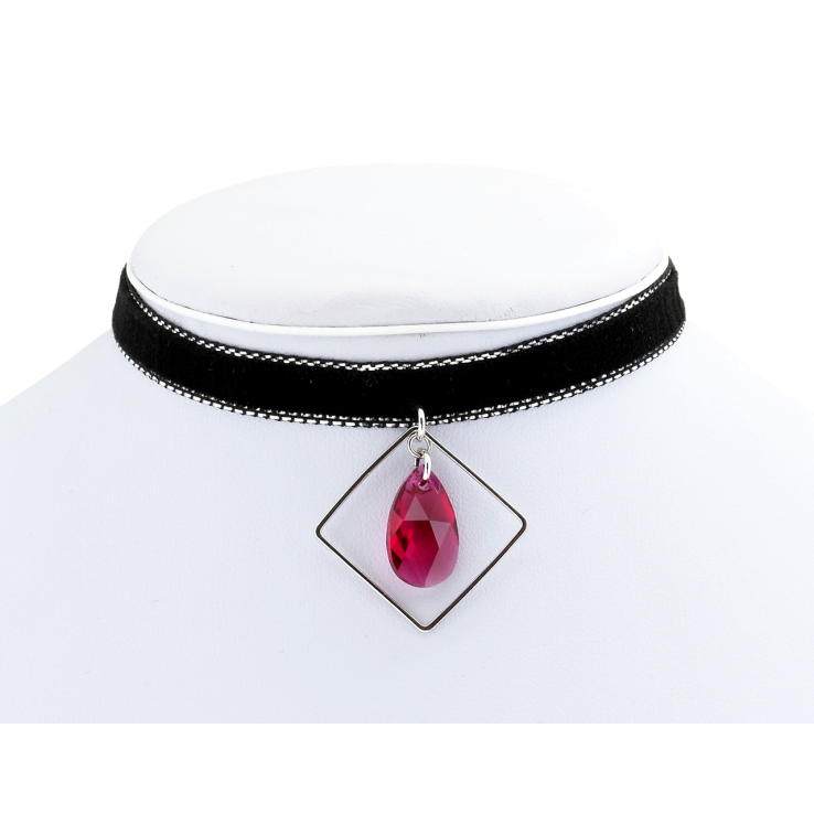 Кулон Xuping цвет Родий с кр-ми Swarovski на чокере Кристалл Fuchsia в ромбе дл. 30-39см х 9мм фото №8 Кулон Xuping цвет Родий с кр-ми Swarovski на чокере Кристалл Fuchsia в ромбе дл. 30-39см х 9мм фото №8