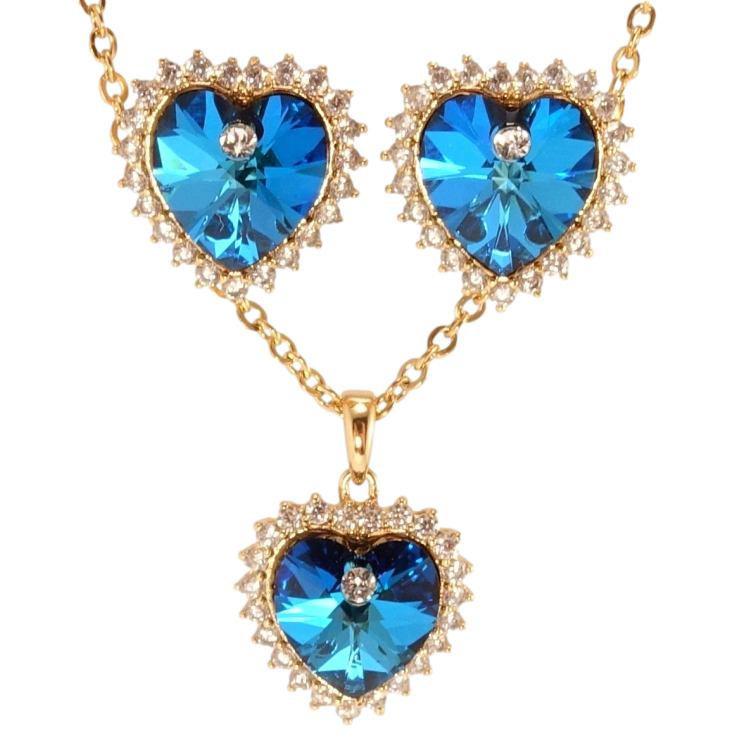 Набор Xuping цвет 18K с кр-ми Swarovski Серьги Кулон на цепочке Сердечки Capri Blue длина 40-45см фото №10 Набор Xuping цвет 18K с кр-ми Swarovski Серьги Кулон на цепочке Сердечки Capri Blue длина 40-45см фото №10