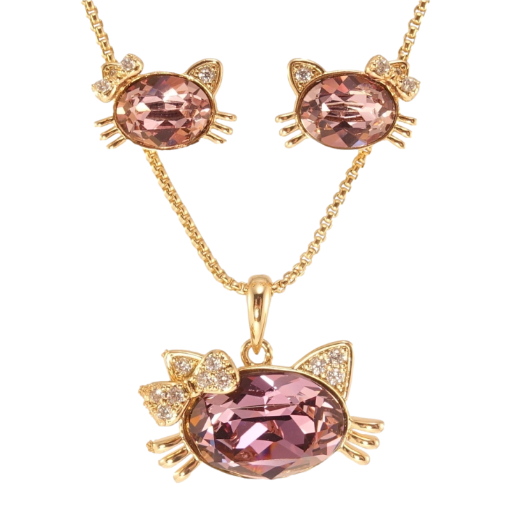Набор Xuping цвет 18K с кр-ми Swarovski Серьги Кулон на цепочке Кошки с кристаллом Amethyst дл.40-45см фото №19 Набор Xuping цвет 18K с кр-ми Swarovski Серьги Кулон на цепочке Кошки с кристаллом Amethyst дл.40-45см фото №19
