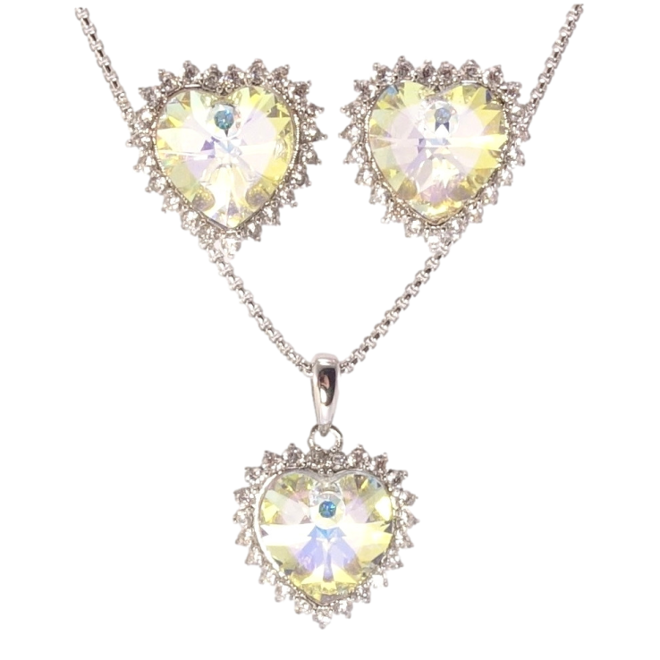 Набор Xuping цвет Родий с кр-ми Swarovski Серьги Кулон на цепочке Сердечки Sunshine Delite длина 40-45см х фото №7 Набор Xuping цвет Родий с кр-ми Swarovski Серьги Кулон на цепочке Сердечки Sunshine Delite длина 40-45см х фото №7